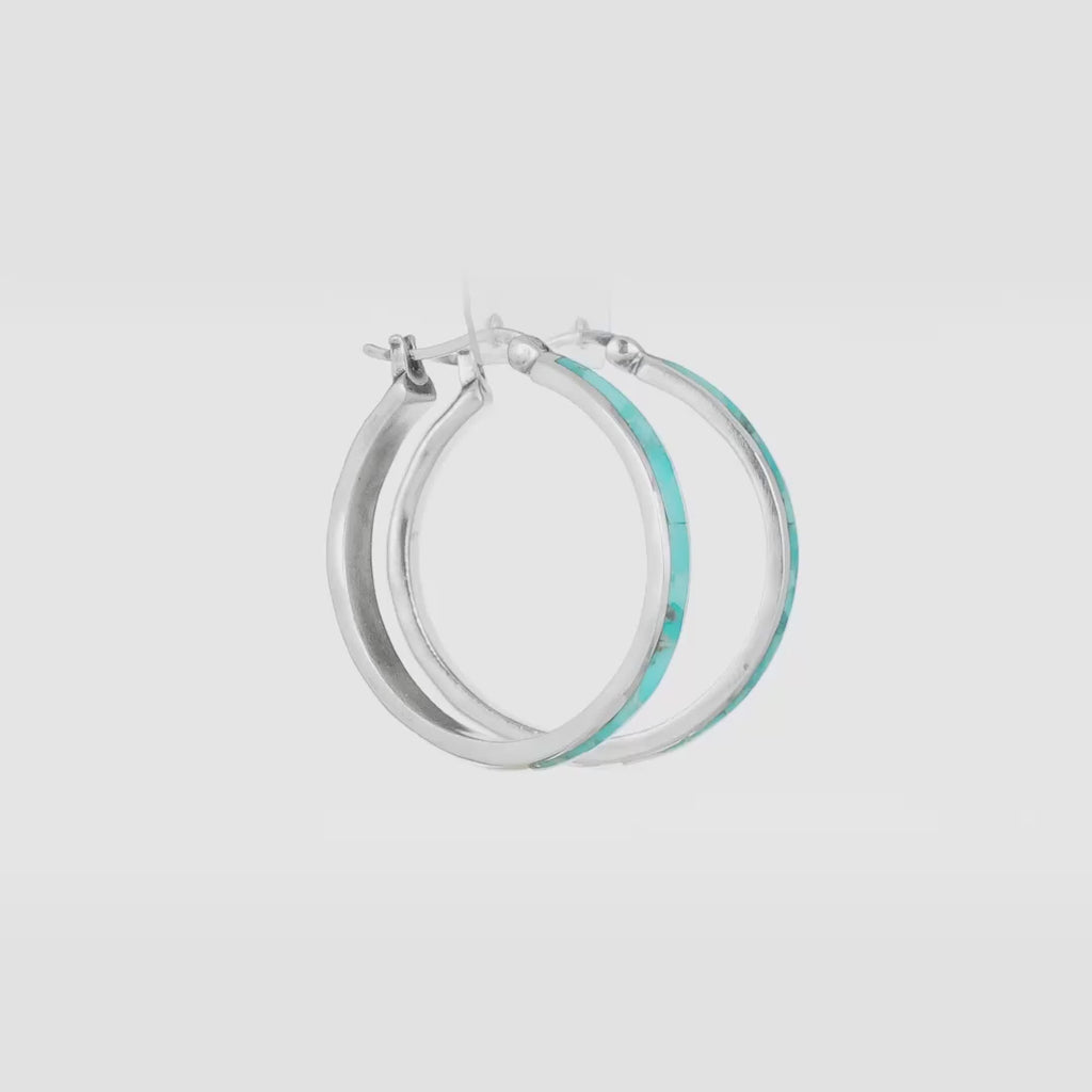 SILPADA Beginner's Luck Silver Compressed Turquoise Hoop Earrings