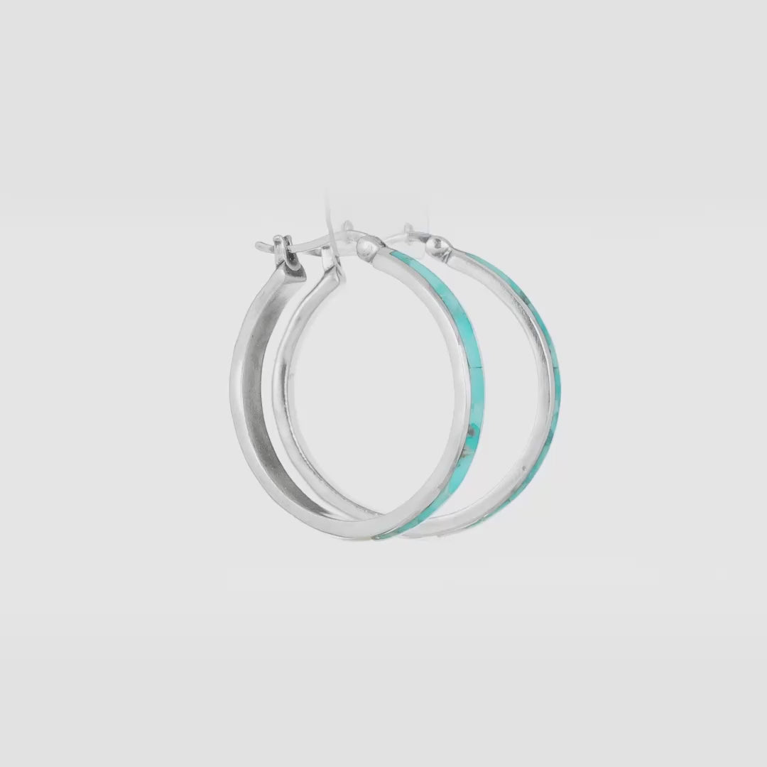 SILPADA Beginner's Luck Silver Compressed Turquoise Hoop Earrings