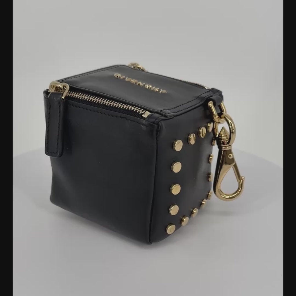 GIVENCHY Pandora Cube Pouch Charm Leather Bag in Black