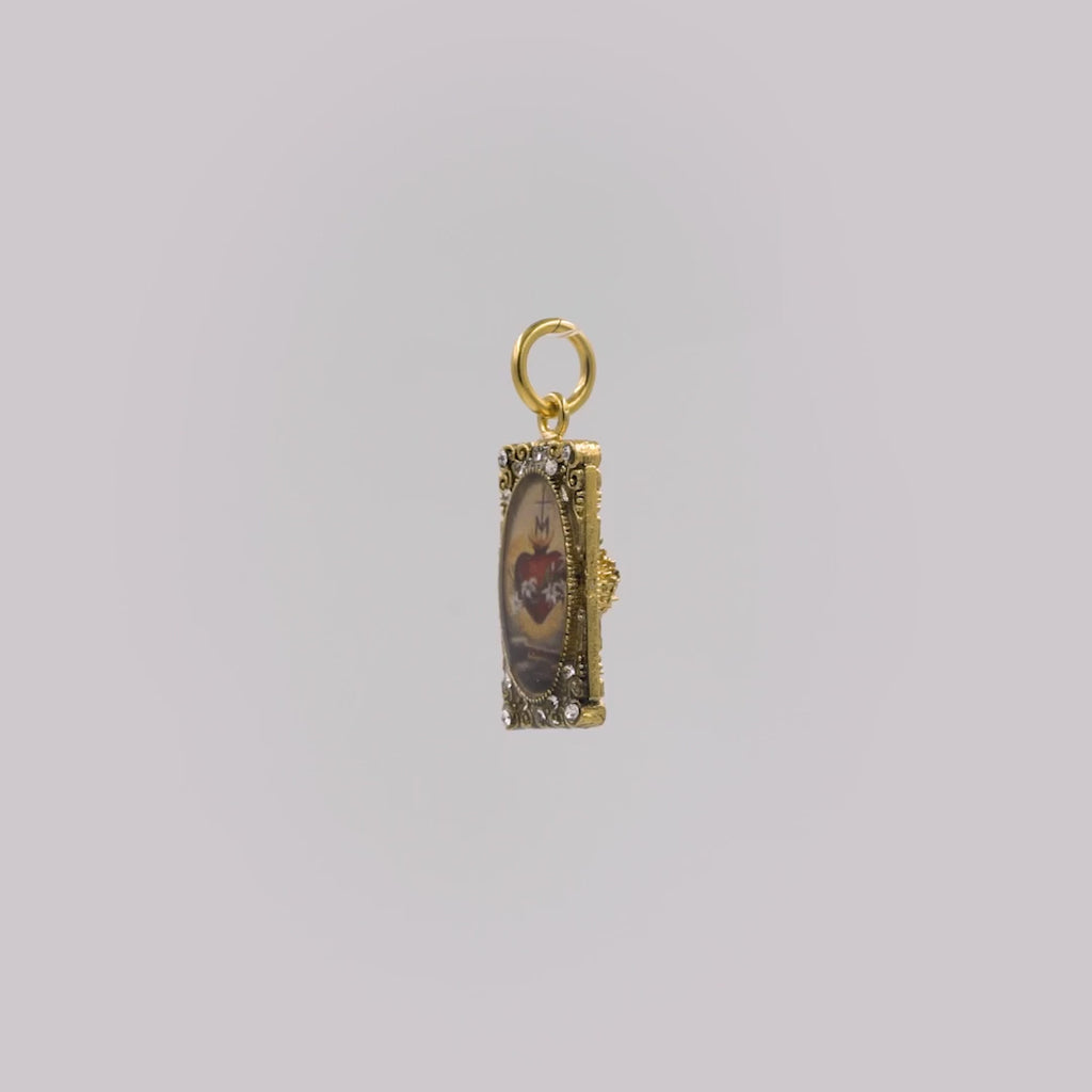 VIRGINS SAINTS & ANGELS VSA Retablo Rectangular Framed Charm in Gold