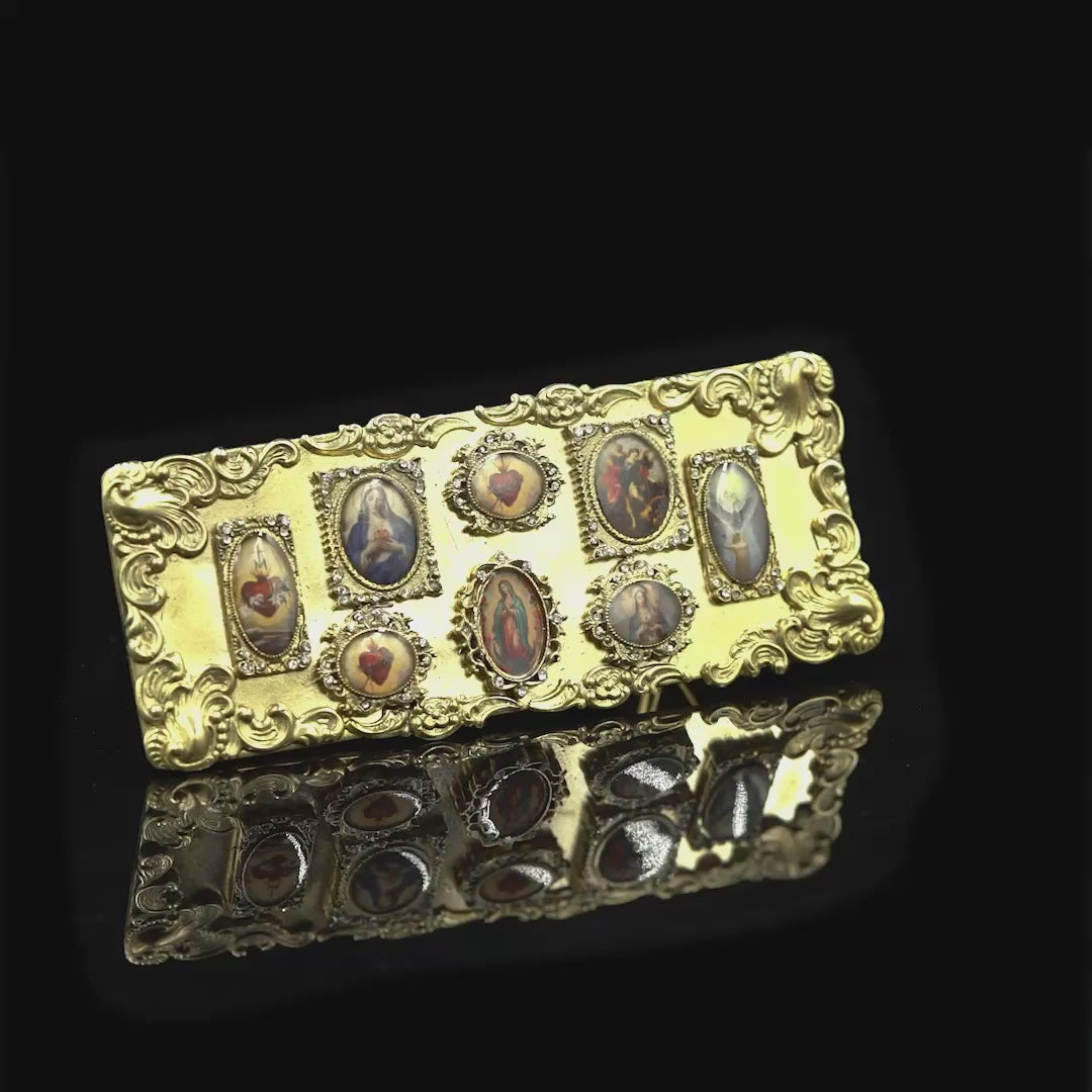 VIRGINS SAINTS & ANGELS VSA Retablo Framed Buckle in Gold
