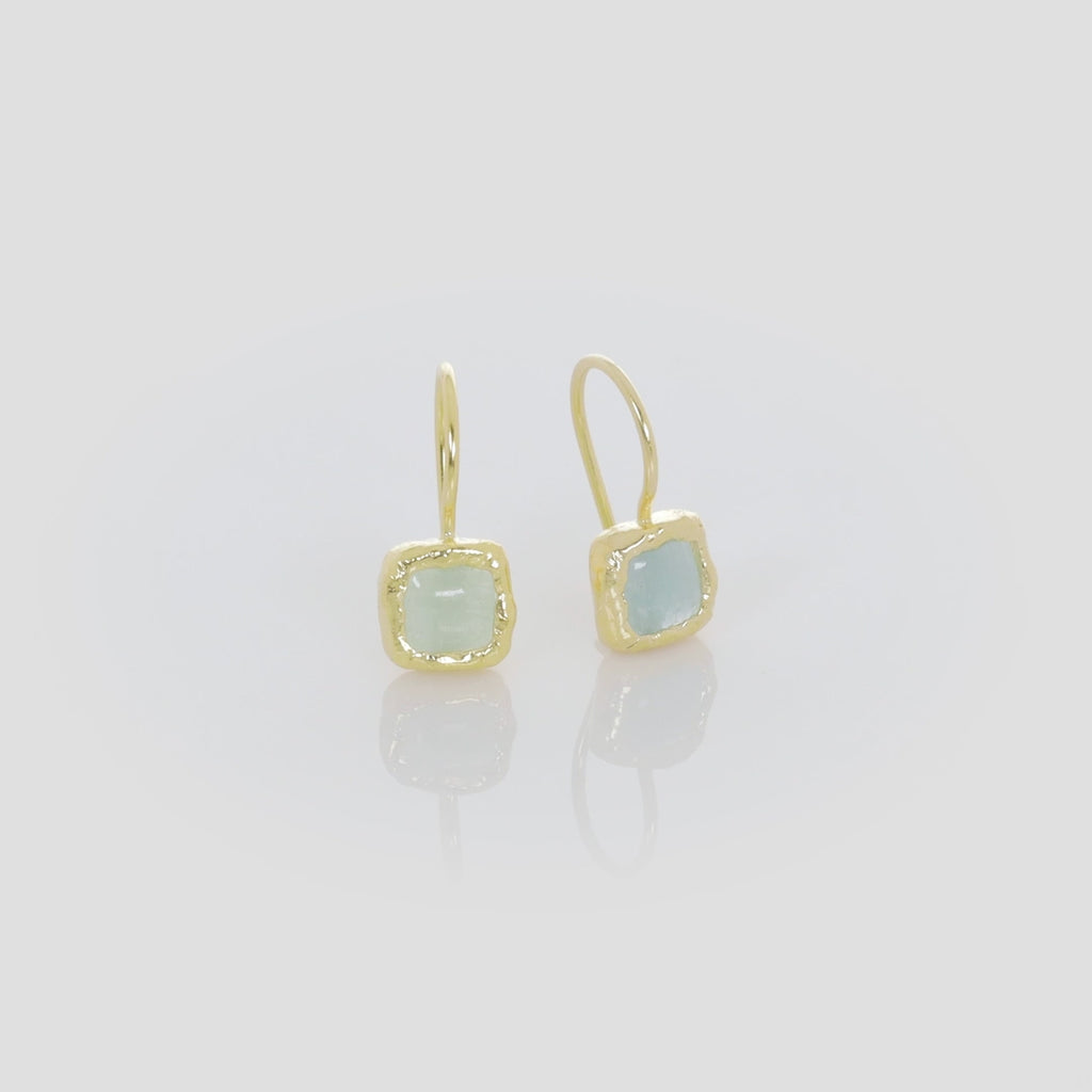 SILPADA Mediterra Natural Aquamarine Petite Drop Earrings in 14K Gold-Plated SS
