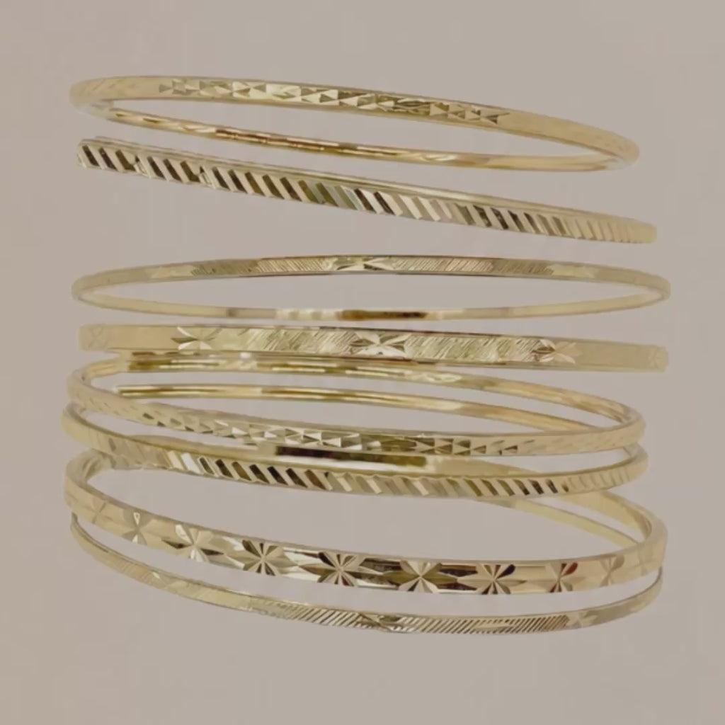 L GEORGE Designs Gold Plated Bangle Bracelet Bunch Set of 8