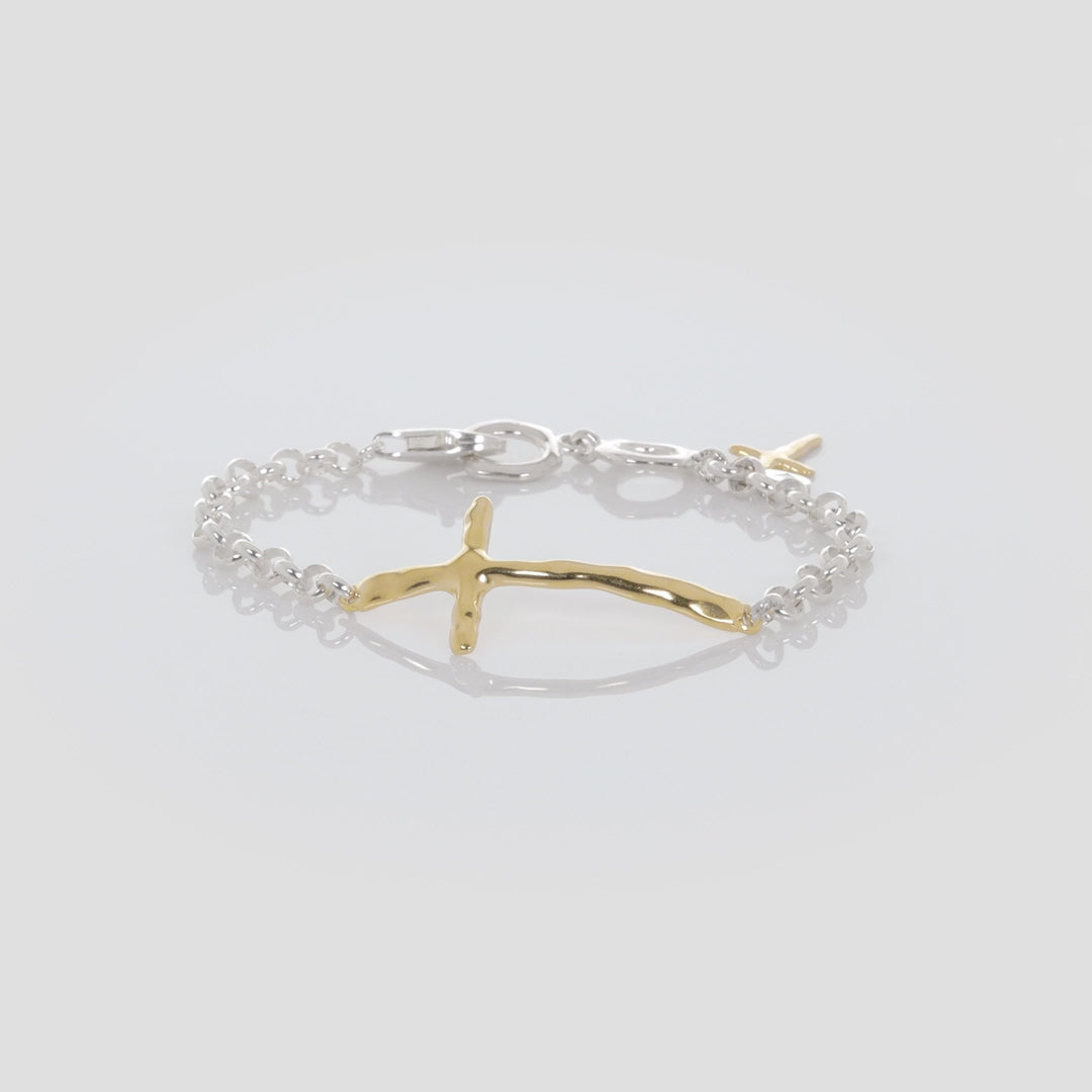 SILPADA In Good Faith Cross Bracelet in Sterling Silver & Gold
