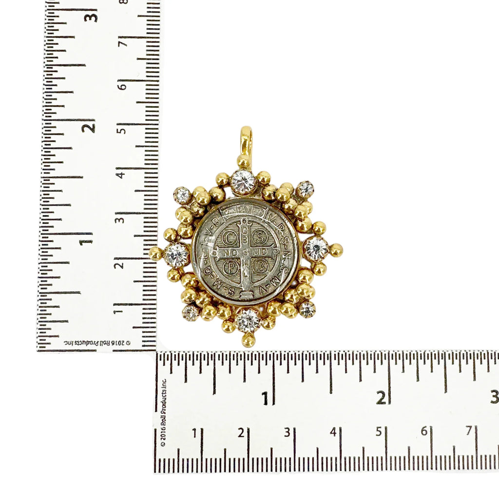 VIRGINS SAINTS & ANGELS VSA Cloister San Benito Medallion in Gold - flyKAMP