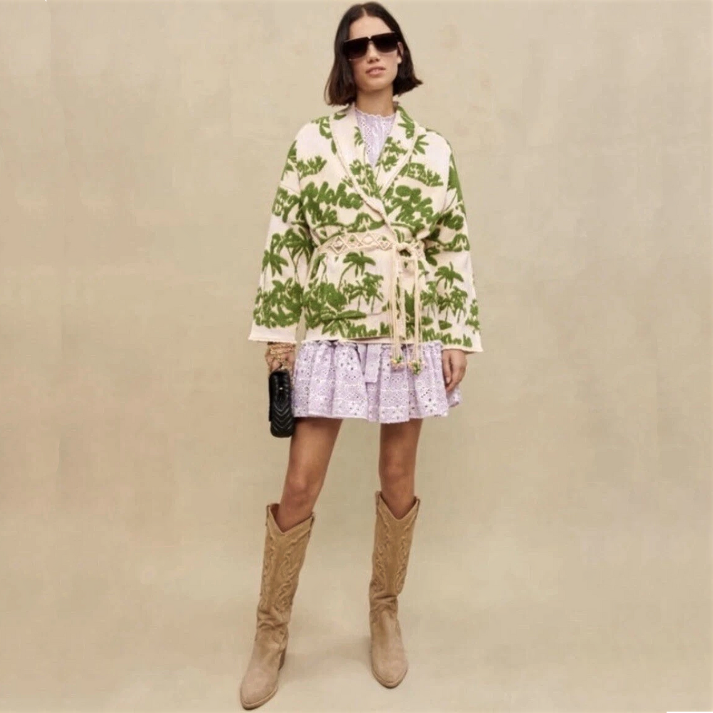 MAJE Aloha Beige Belted Cardigan Jacket 2|M