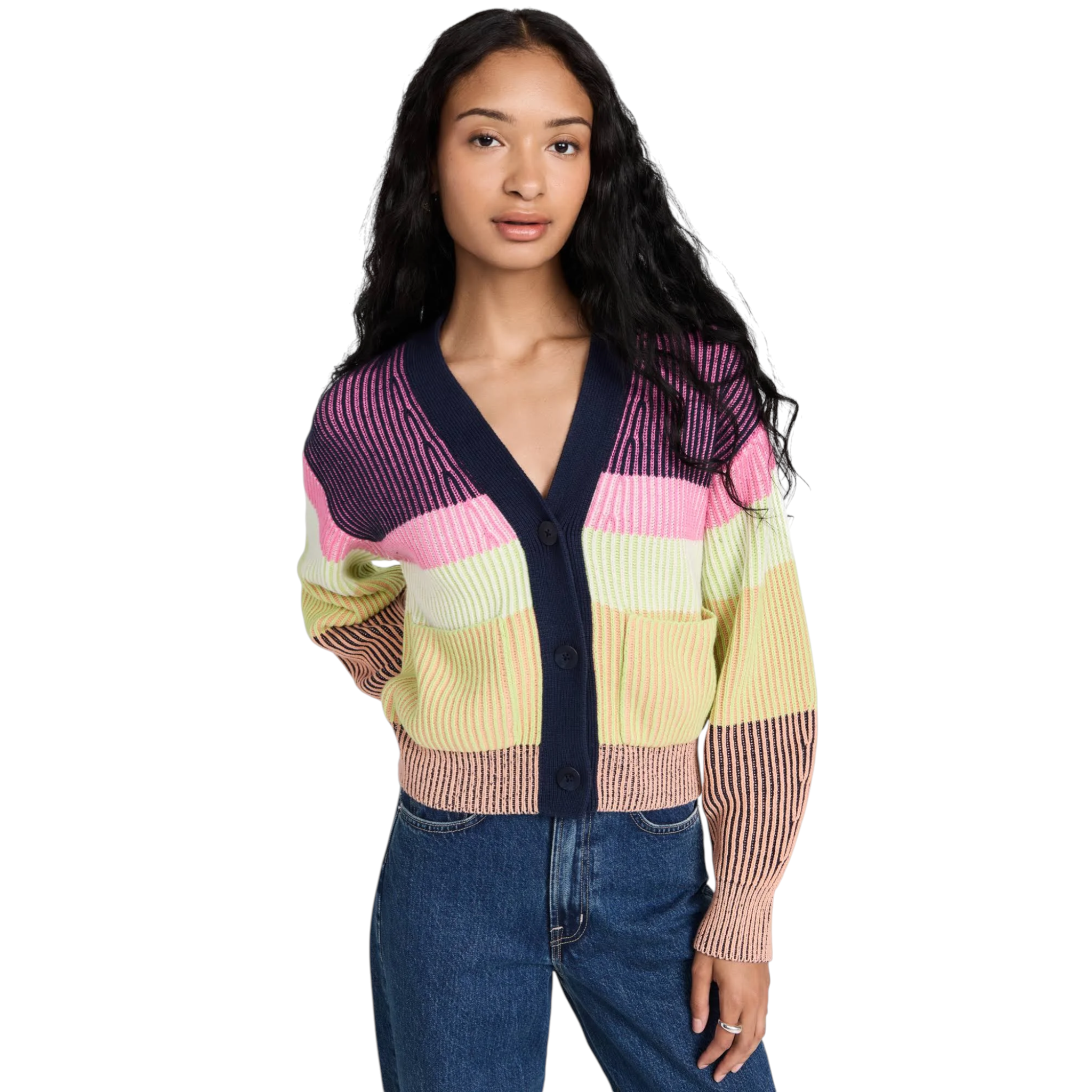 JONATHAN SIMKHAI Safford Cotton Cashmere Cardigan In Lime Multi M Jonathan Simkhai
