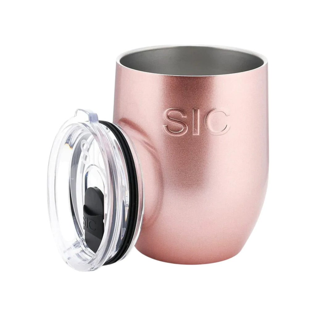 SIC Seriously Ice Cold Stemless 16 oz. Wine Tumbler in Rose Glitter - flyKAMP