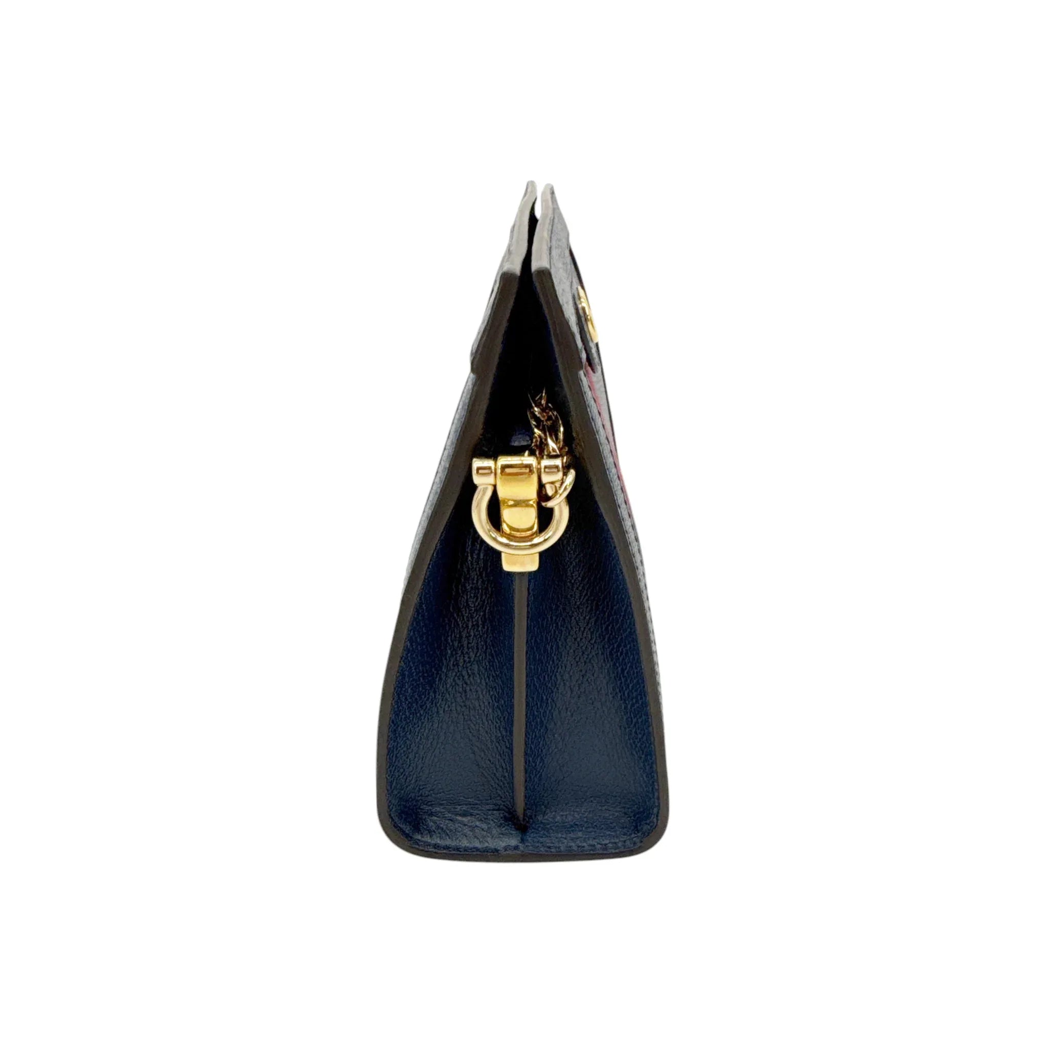 GUCCI Ophidia Chain Shoulder Bag Textured Calfskin Web in Blue Agata - flyKAMP