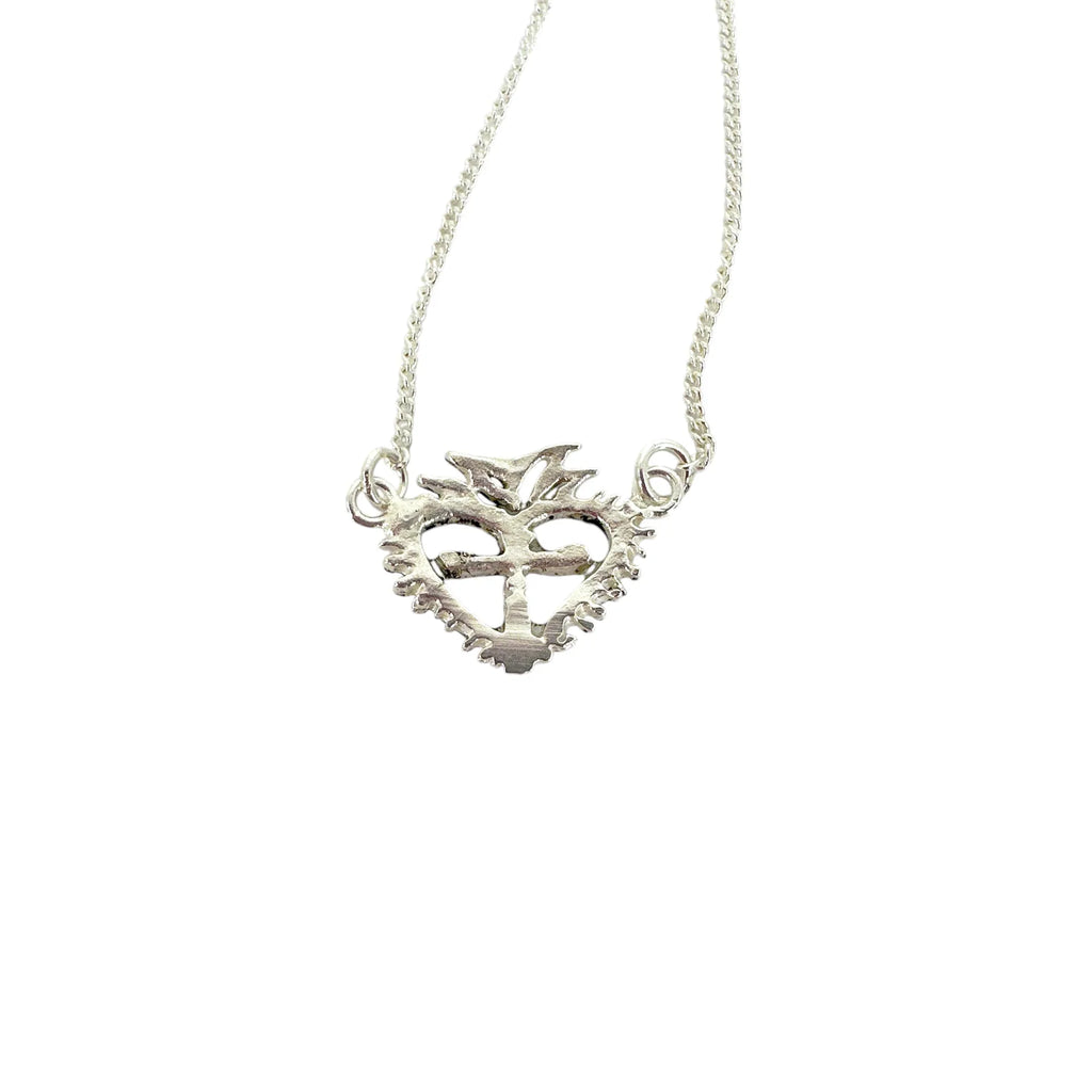 VIRGINS SAINTS & ANGELS VSA Queen of Hearts Petite Crystal Logo Necklace Silver - flyKAMP