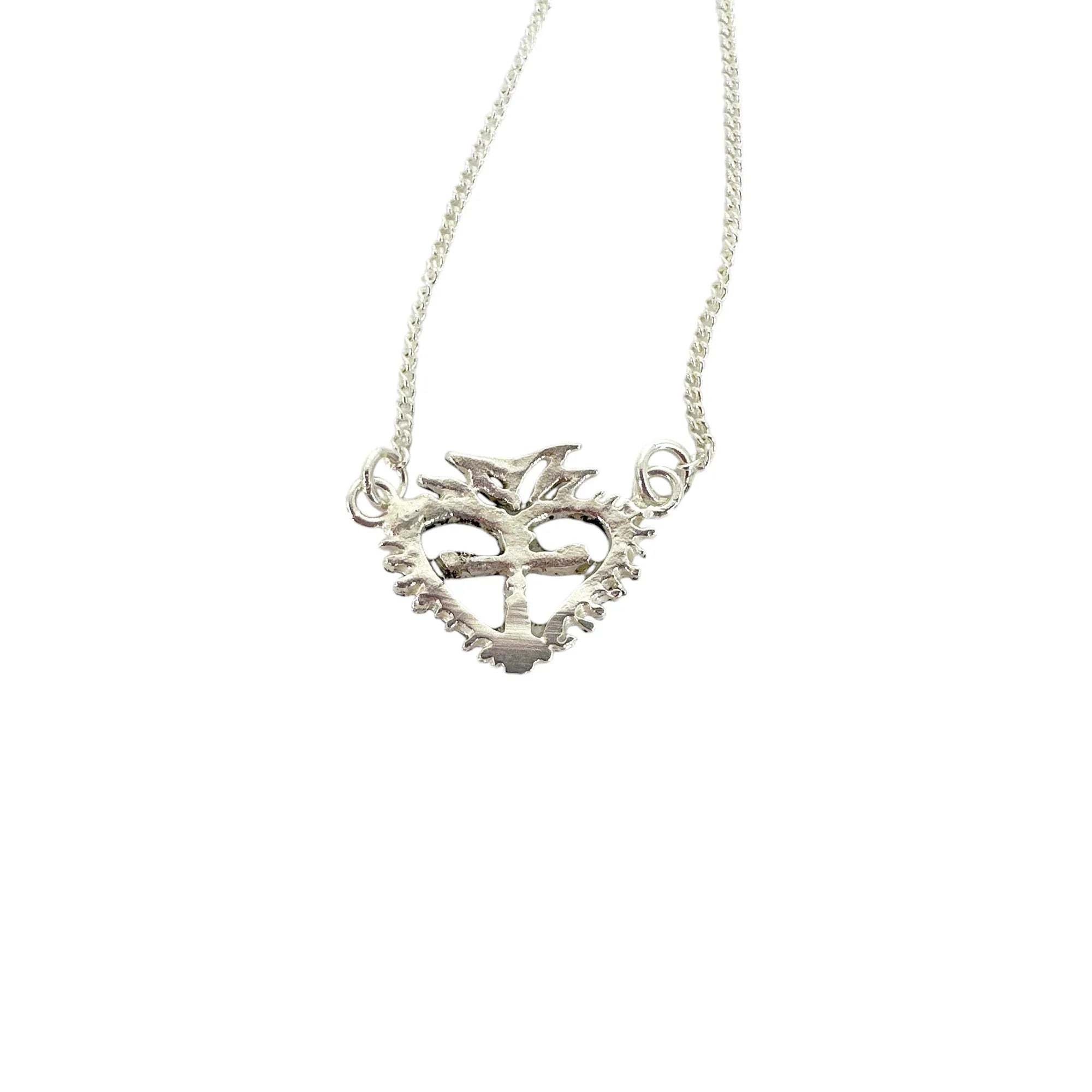 VIRGINS SAINTS & ANGELS VSA Queen of Hearts Petite Crystal Logo Necklace Silver - flyKAMP
