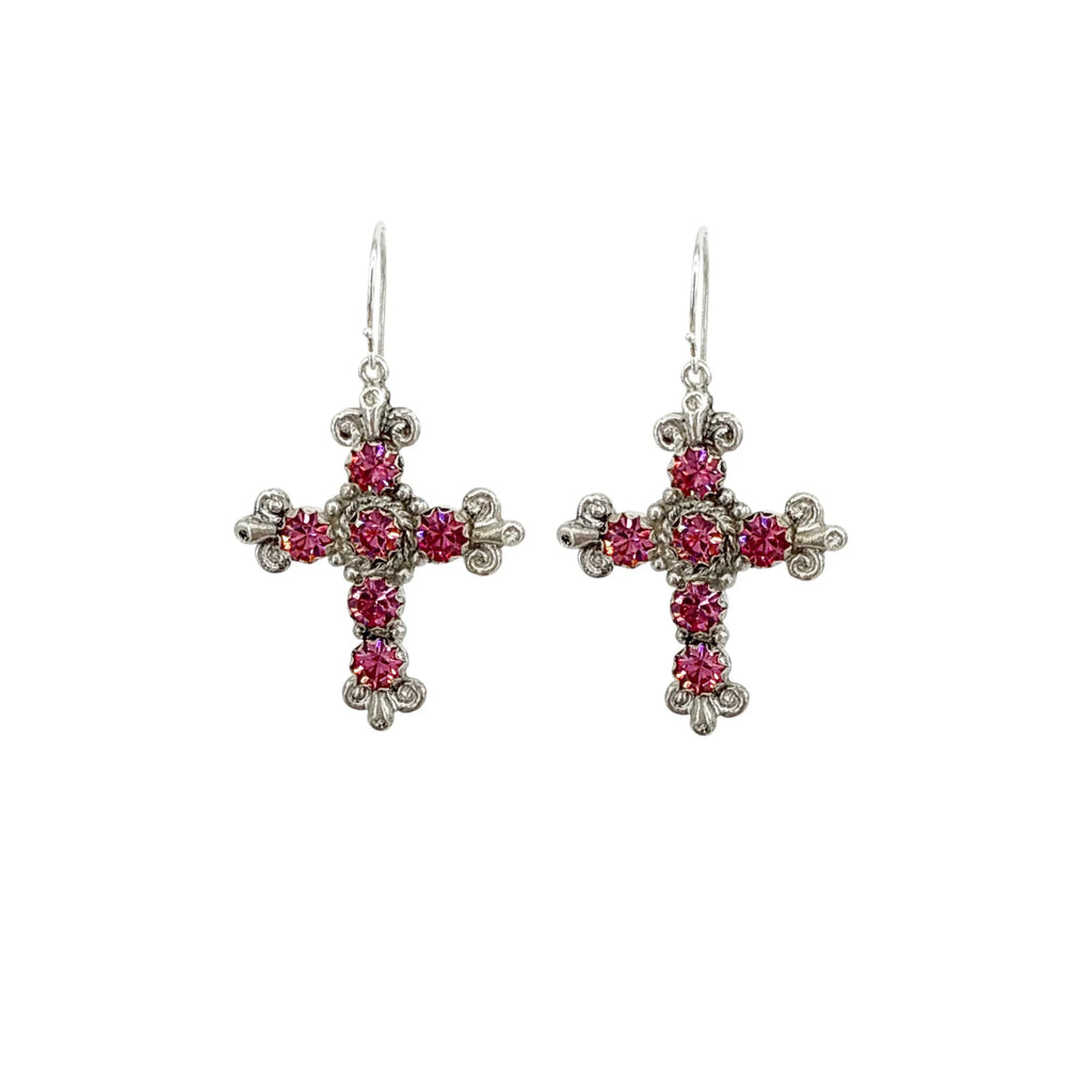 VIRGINS SAINTS & ANGELS VSA Addie Earrings Silver & Fuchsia Pink - flyKAMP