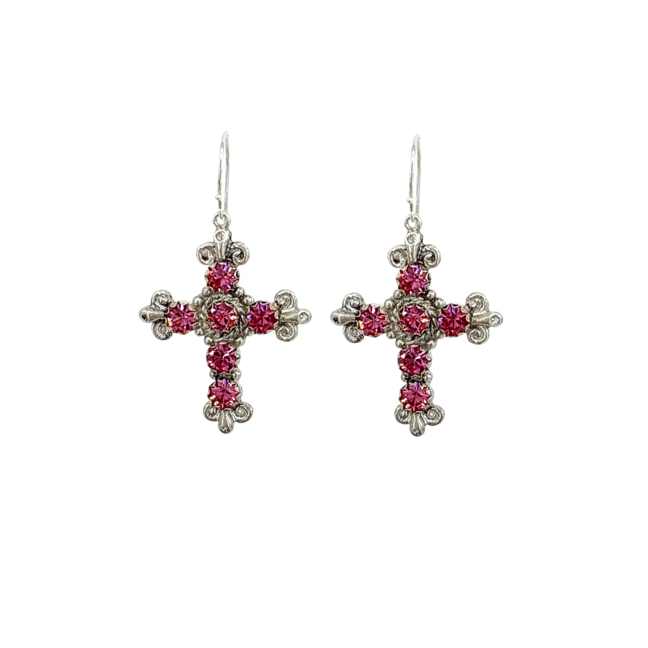 VIRGINS SAINTS & ANGELS VSA Addie Earrings Silver & Fuchsia Pink - flyKAMP