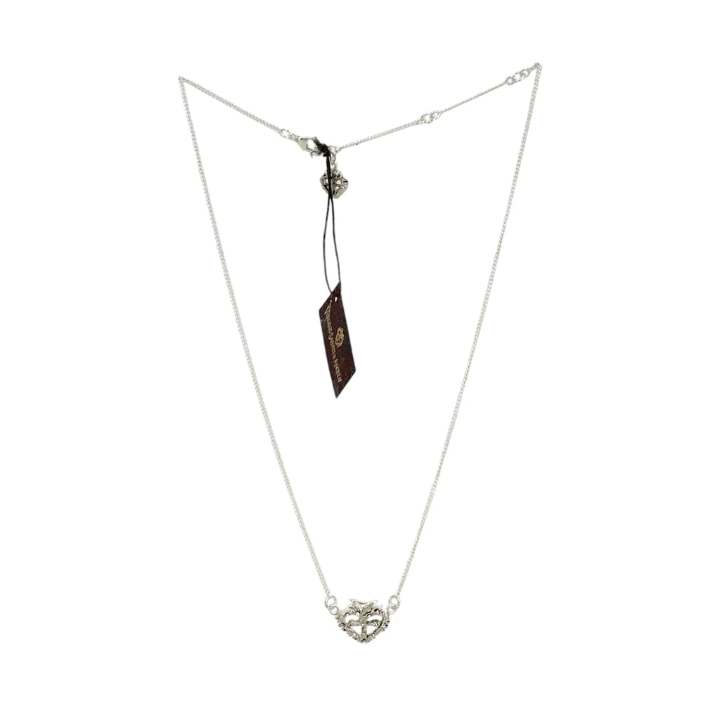 VIRGINS SAINTS & ANGELS VSA Queen of Hearts Petite Crystal Logo Necklace Silver - flyKAMP