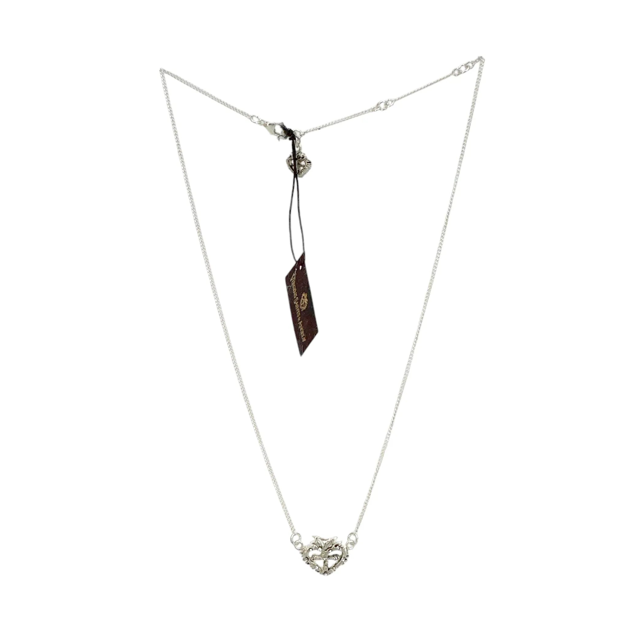 VIRGINS SAINTS & ANGELS VSA Queen of Hearts Petite Crystal Logo Necklace Silver - flyKAMP