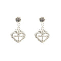 VIRGINS SAINTS & ANGELS VSA Queen of Hearts Crystal Drop Post Earrings in Silver - flyKAMP