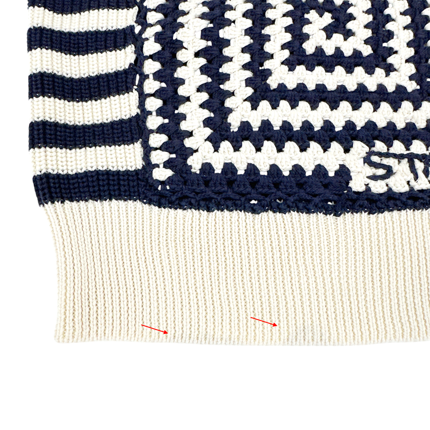STAUD Alloy Striped Crocheted Cotton Sweater In Acid Cobalt XS