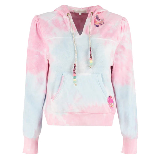 LOVESHACKFANCY Kirby Tie Dyed Terry Hoodie In Cherry Fizz S
