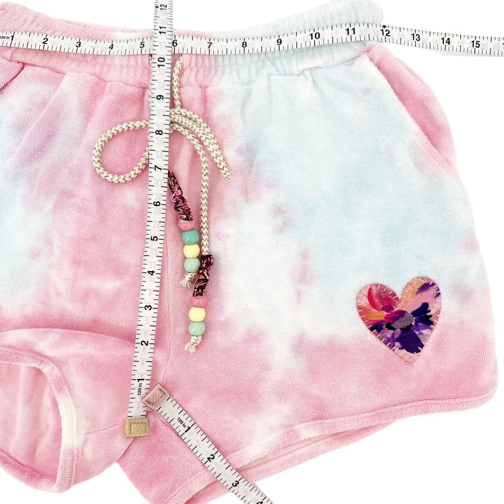LOVESHACKFANCY Careen Beaded Tie-dyed Cotton Short In Cherry Fizz XS - flyKAMP
