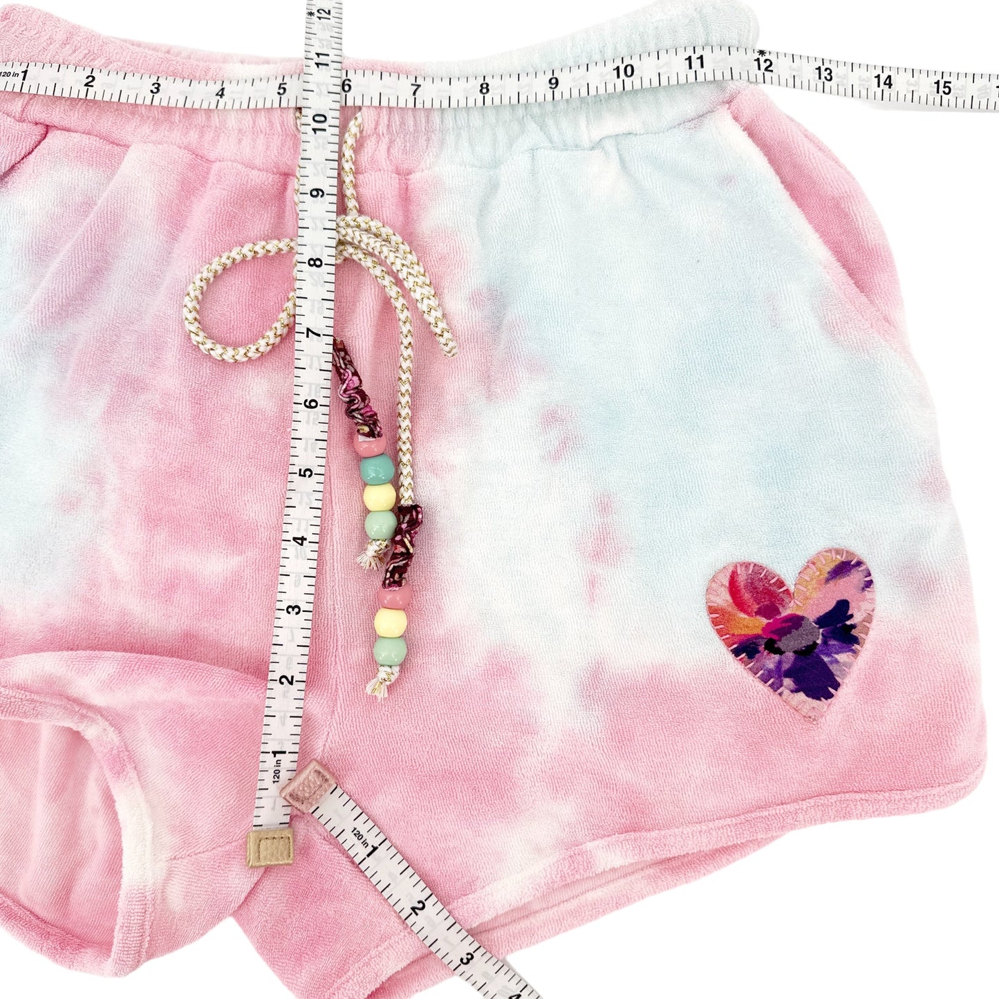 LOVESHACKFANCY Careen Beaded Tie-dyed Cotton Short In Cherry Fizz XS