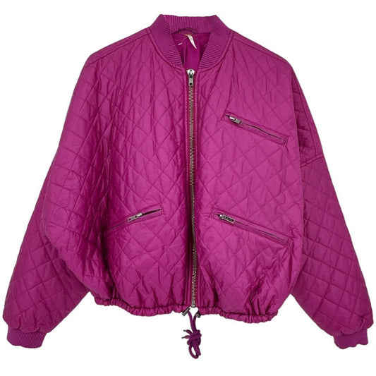 FREE PEOPLE Easy Quilted Bomber in Pink S