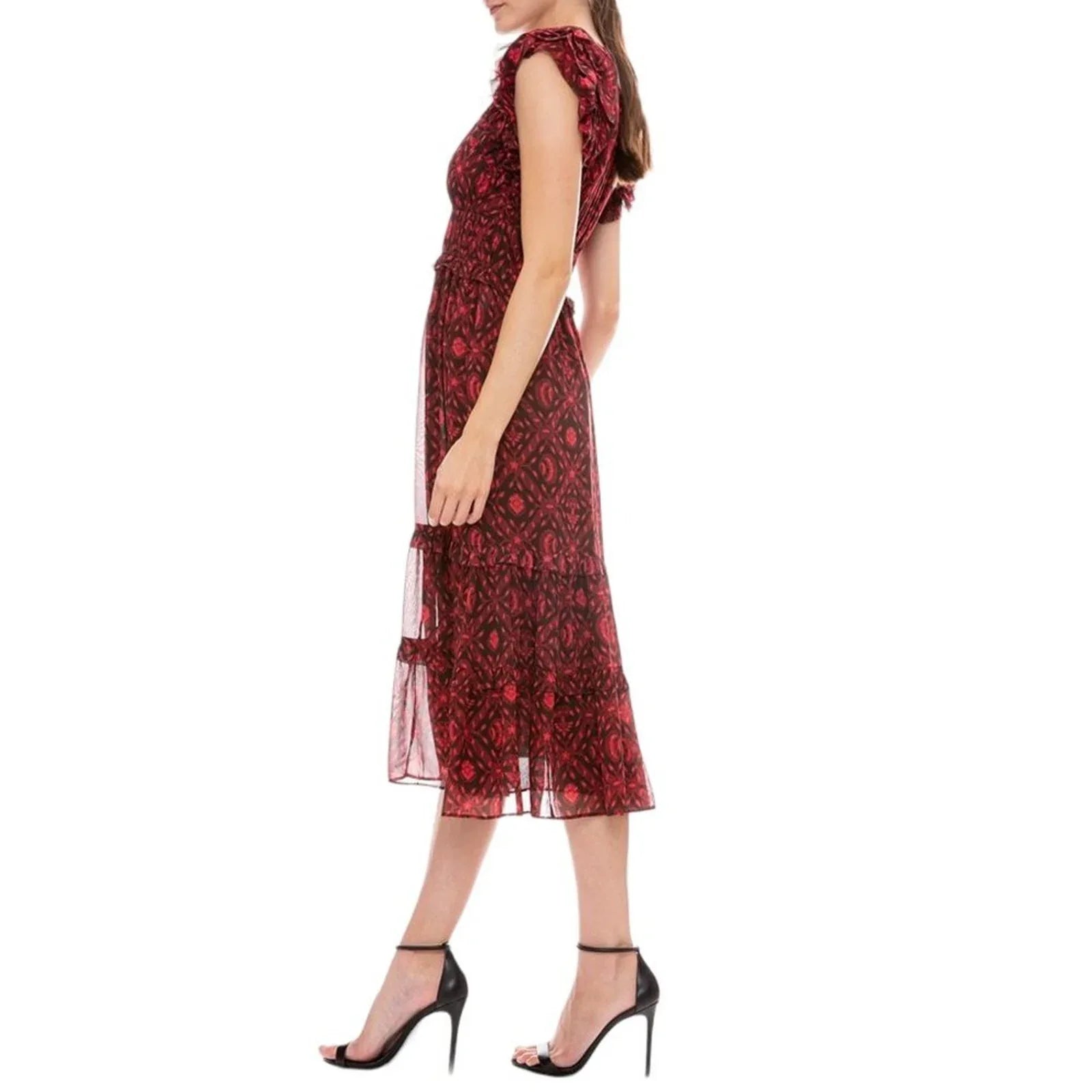 ULLA JOHNSON Anika Midi Dress in Fuchsia Size 0 - flyKAMP
