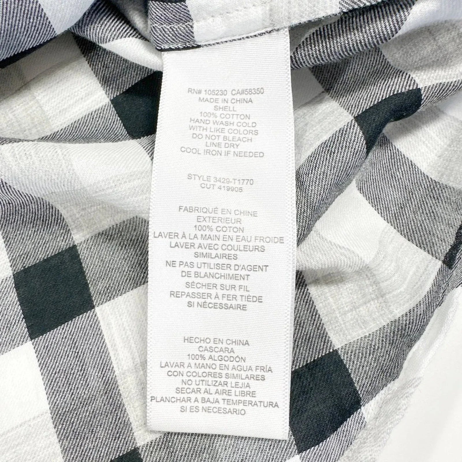 JOIE Katrine Plaid Shirt in Black & White XS - flyKAMP