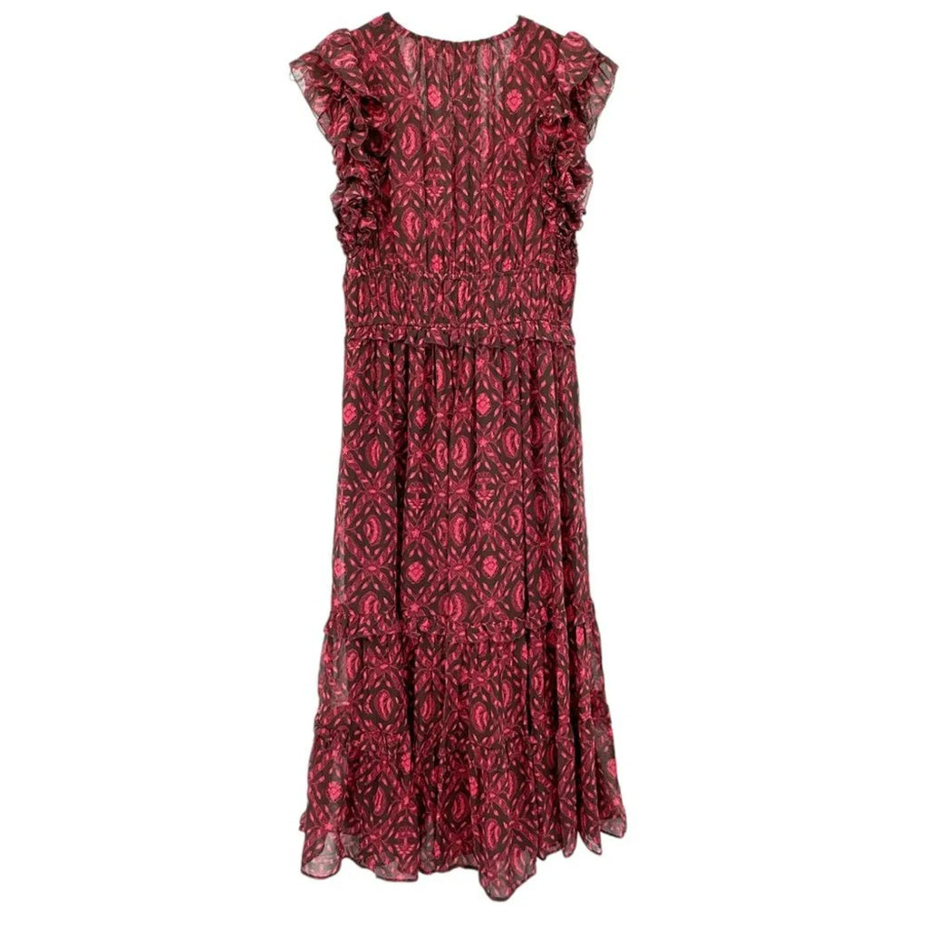 ULLA JOHNSON Anika Midi Dress in Fuchsia Size 0 - flyKAMP