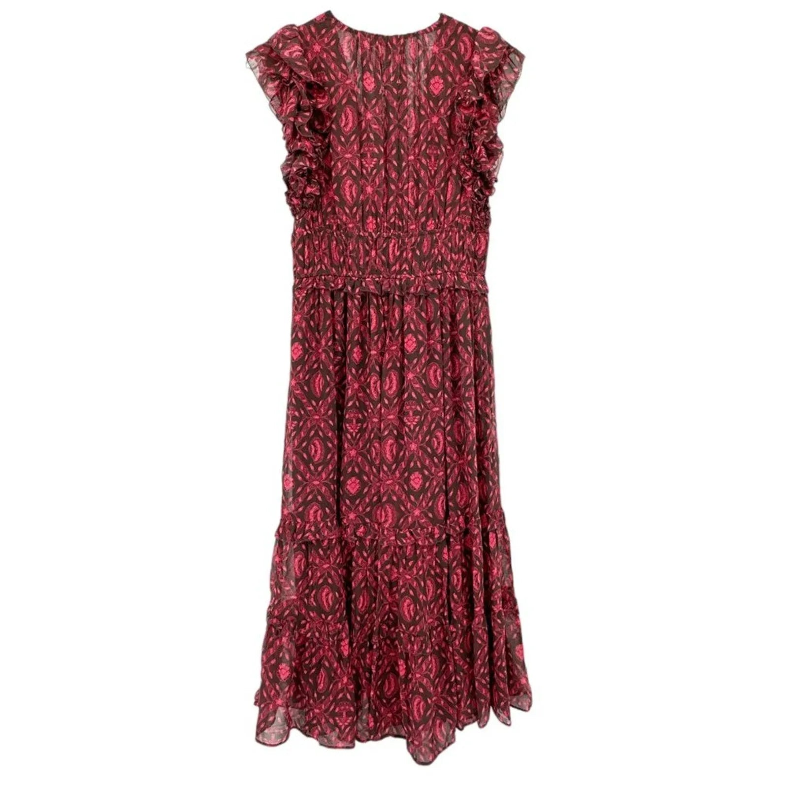 ULLA JOHNSON Anika Midi Dress in Fuchsia Size 0 - flyKAMP