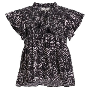 SEA New York Calla Cheetah Flutter Sleeve Top Size 4