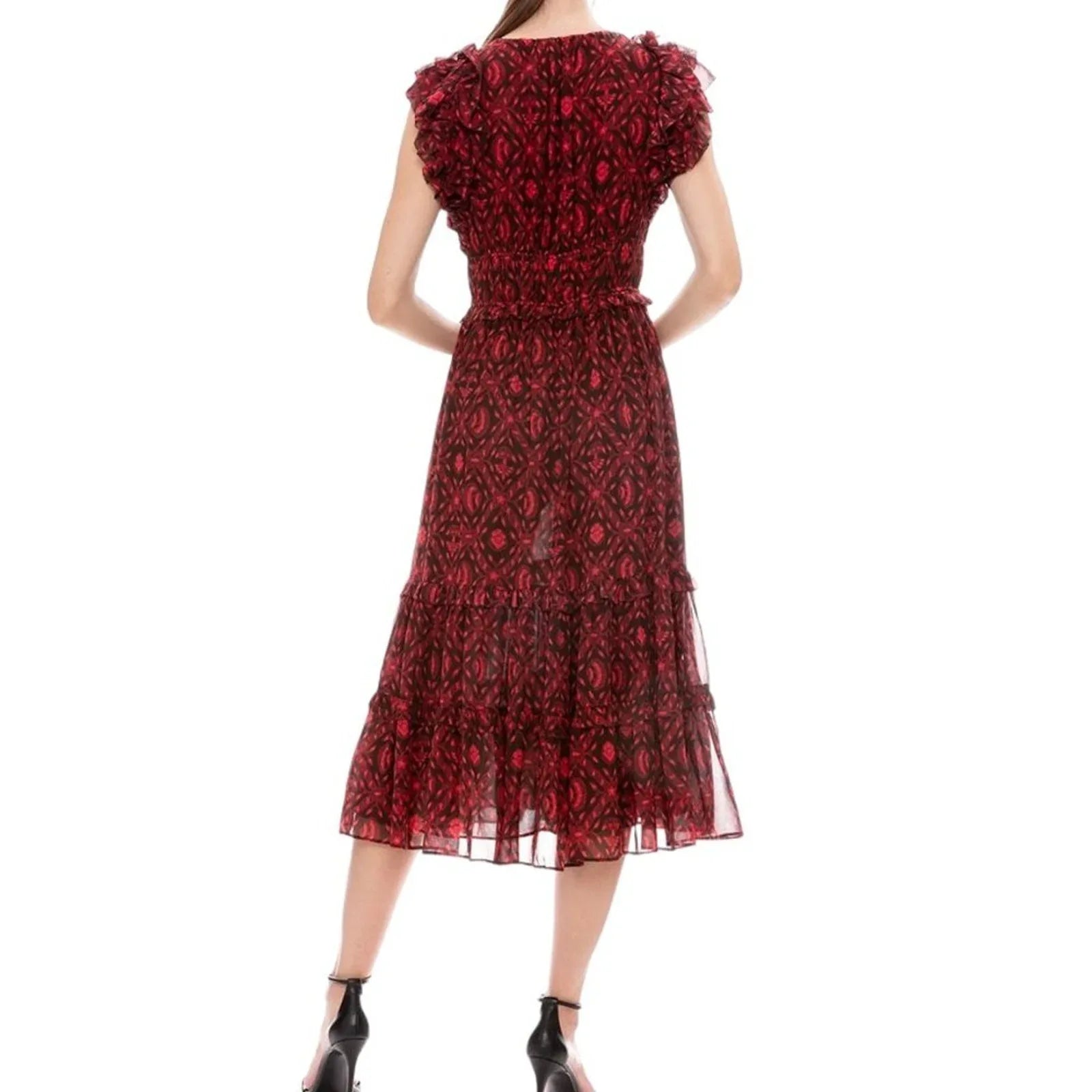 ULLA JOHNSON Anika Midi Dress in Fuchsia Size 0 - flyKAMP