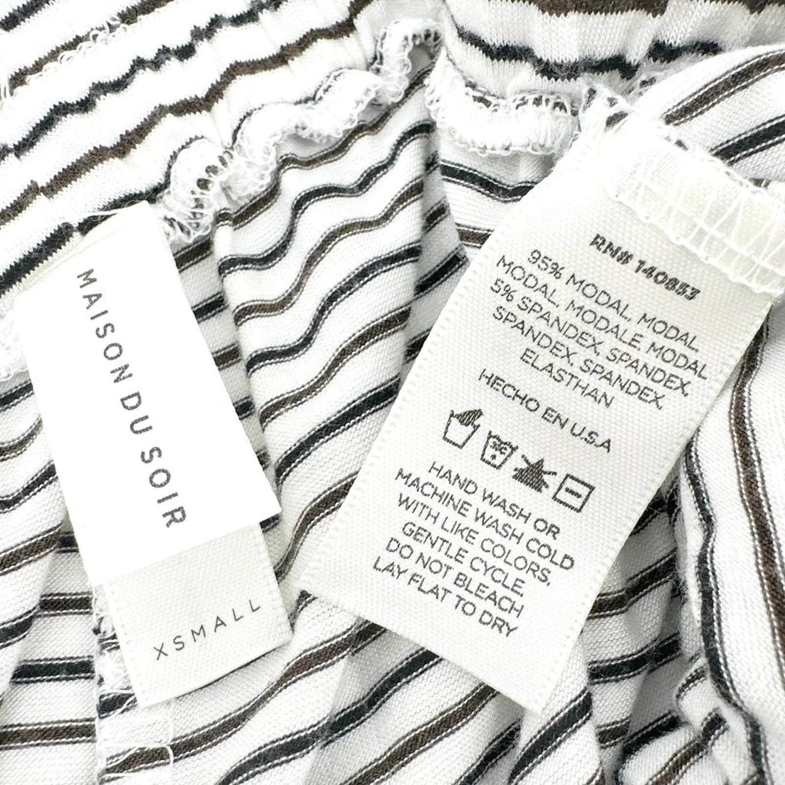 MAISON DU SOIR Elody Sleep Short in Off White & Chocolate Stripe XS - flyKAMP