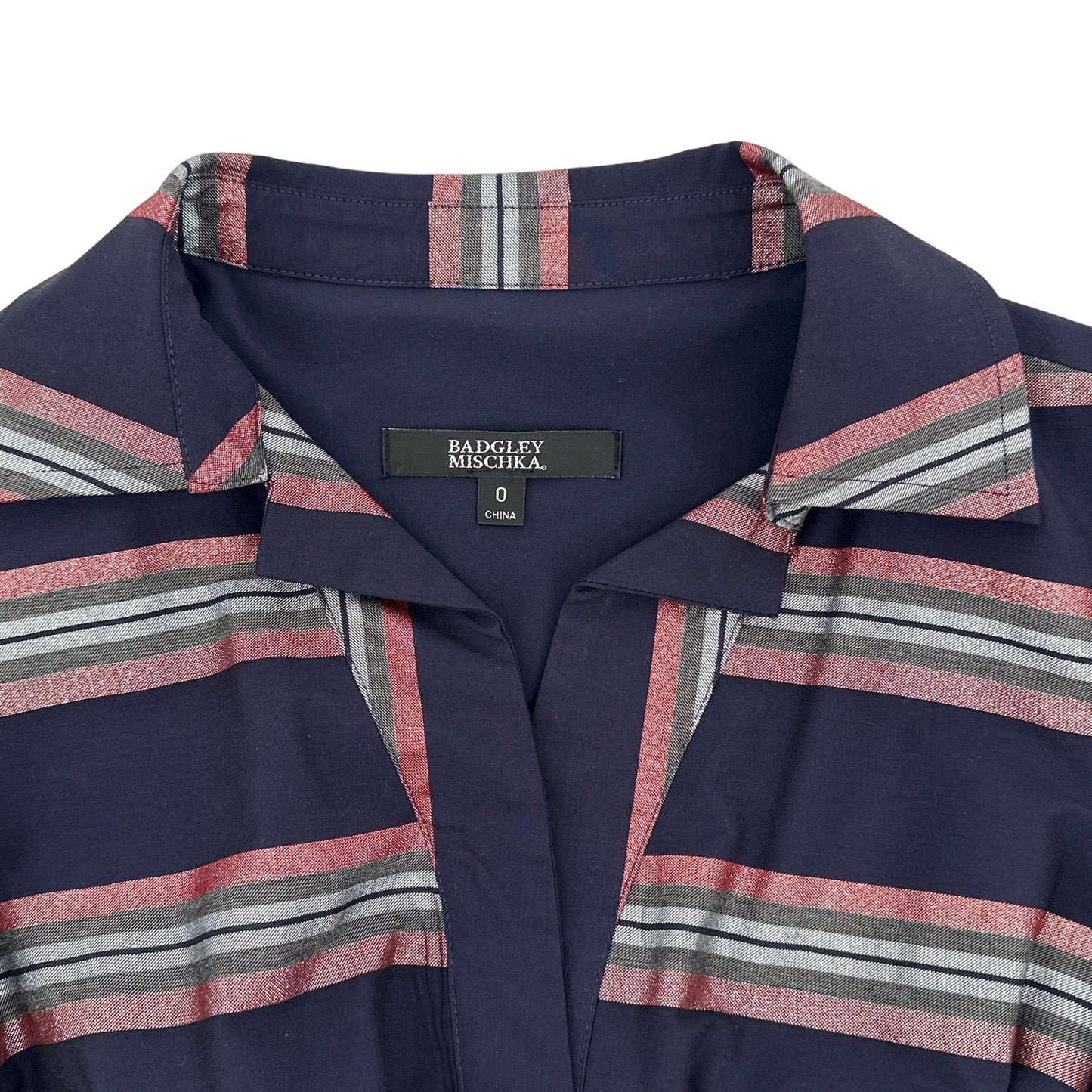 BADGLEY MISCHKA Stripe Button Down Dress 0