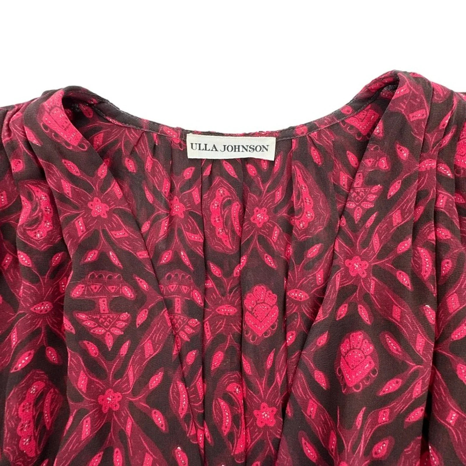 ULLA JOHNSON Anika Midi Dress in Fuchsia Size 0 - flyKAMP