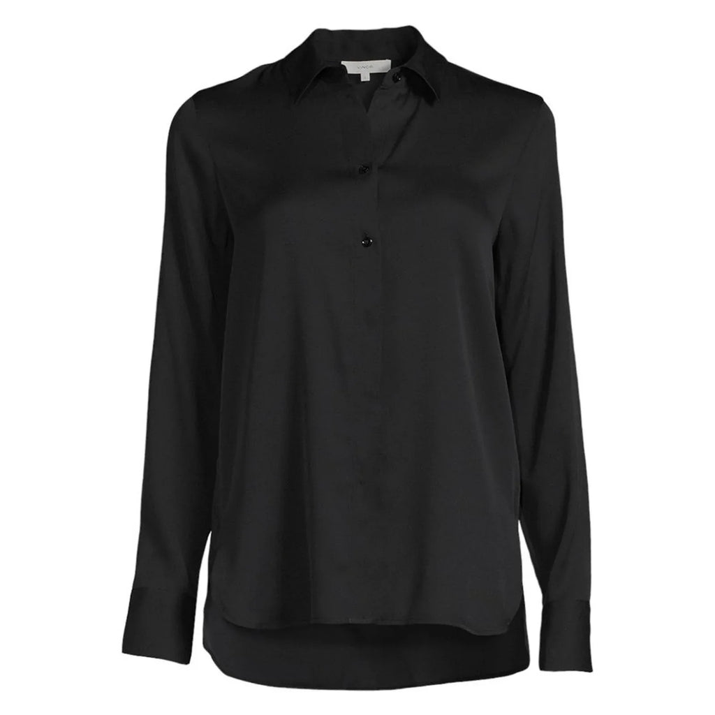 VINCE Slim Fitted Popover Shirt Black 2 - flyKAMP