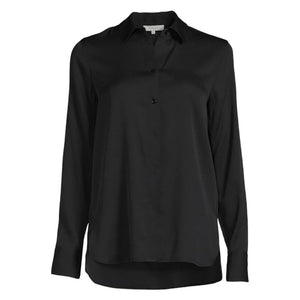 VINCE Slim Fitted Popover Shirt Black 2
