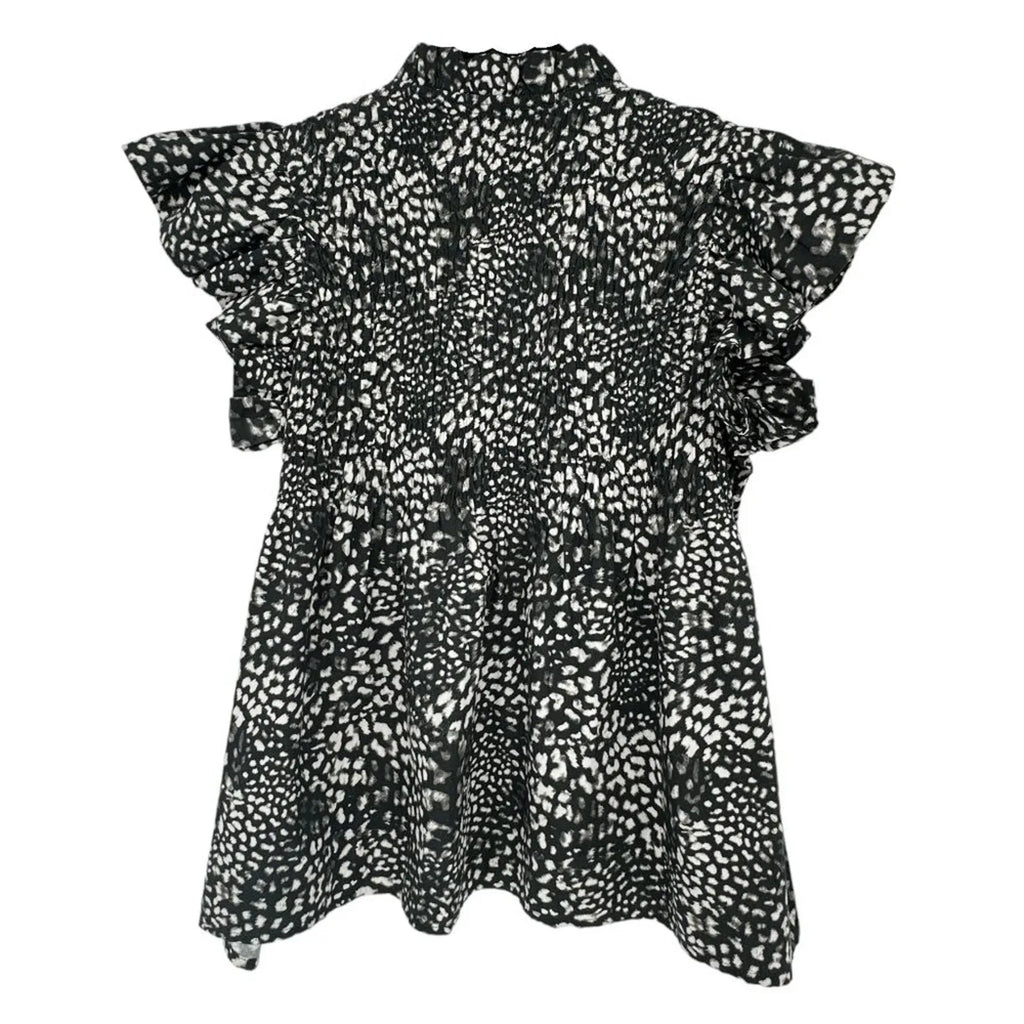 SEA New York Calla Cheetah Flutter Sleeve Top Size 4 - flyKAMP