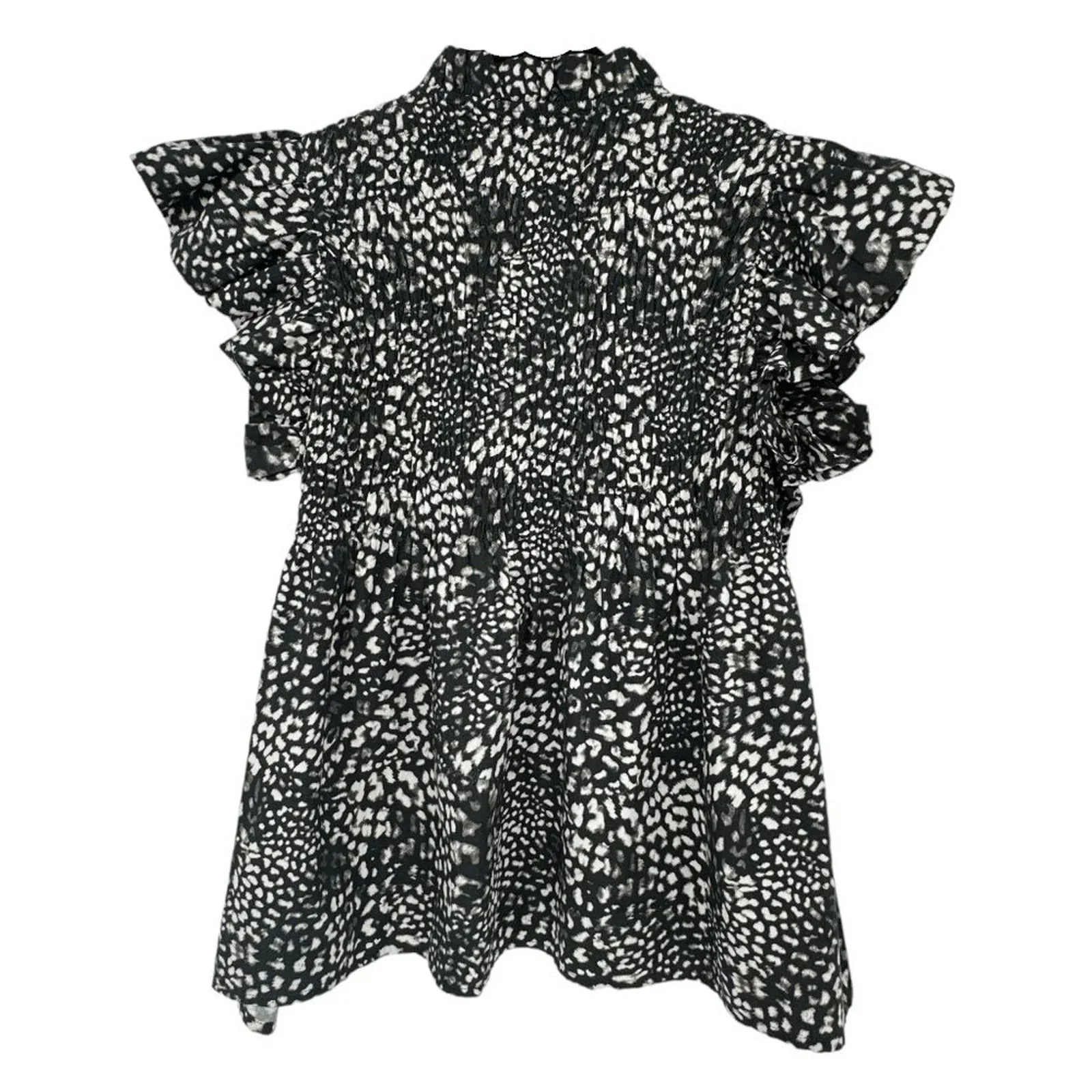 SEA New York Calla Cheetah Flutter Sleeve Top Size 4 - flyKAMP