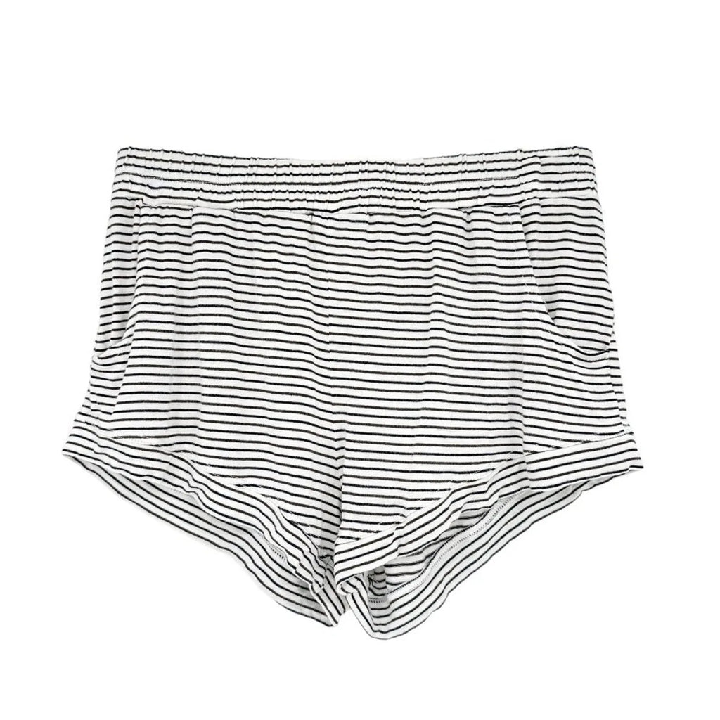 MAISON DU SOIR Elody Sleep Short in Off White & Chocolate Stripe XS - flyKAMP