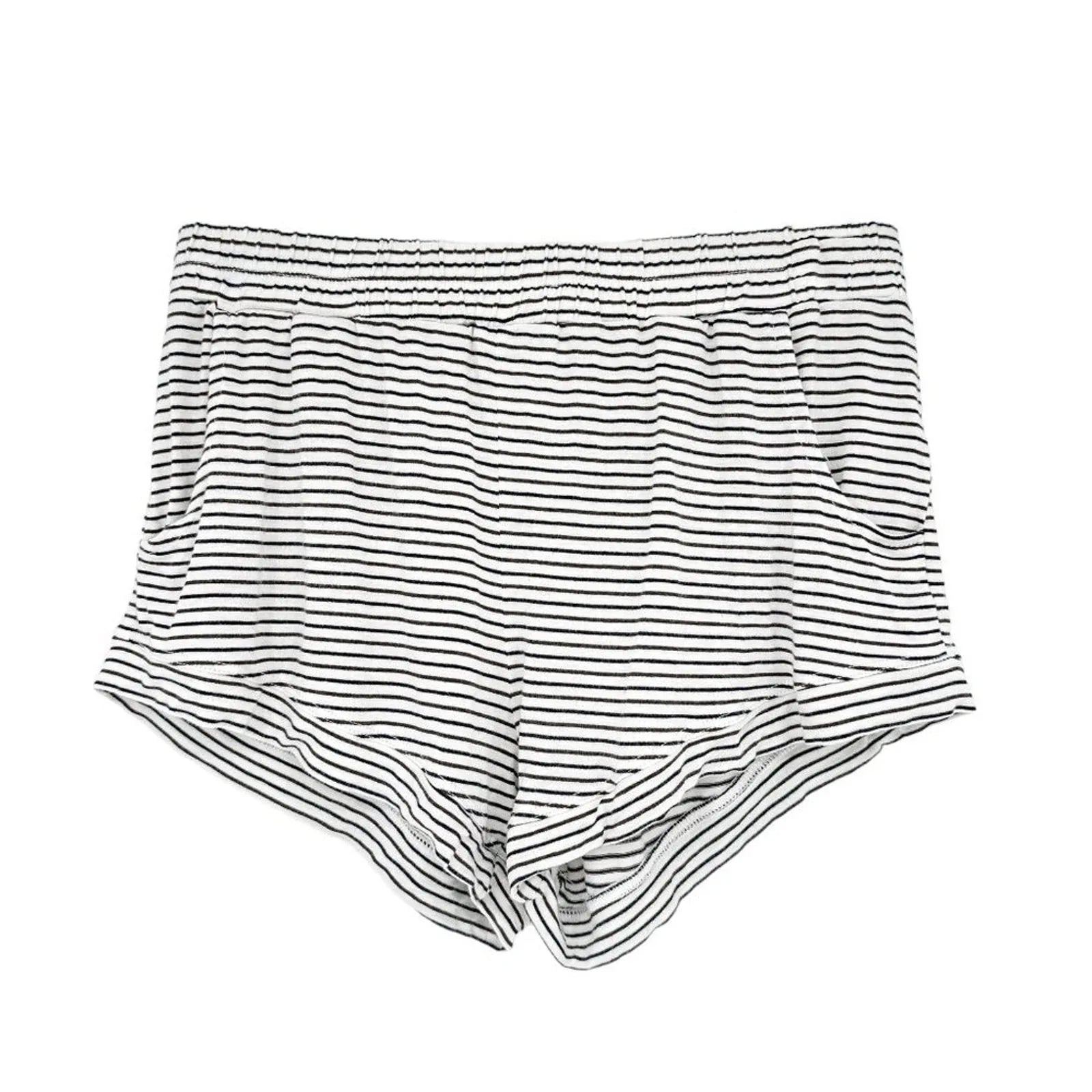 MAISON DU SOIR Elody Sleep Short in Off White & Chocolate Stripe XS - flyKAMP