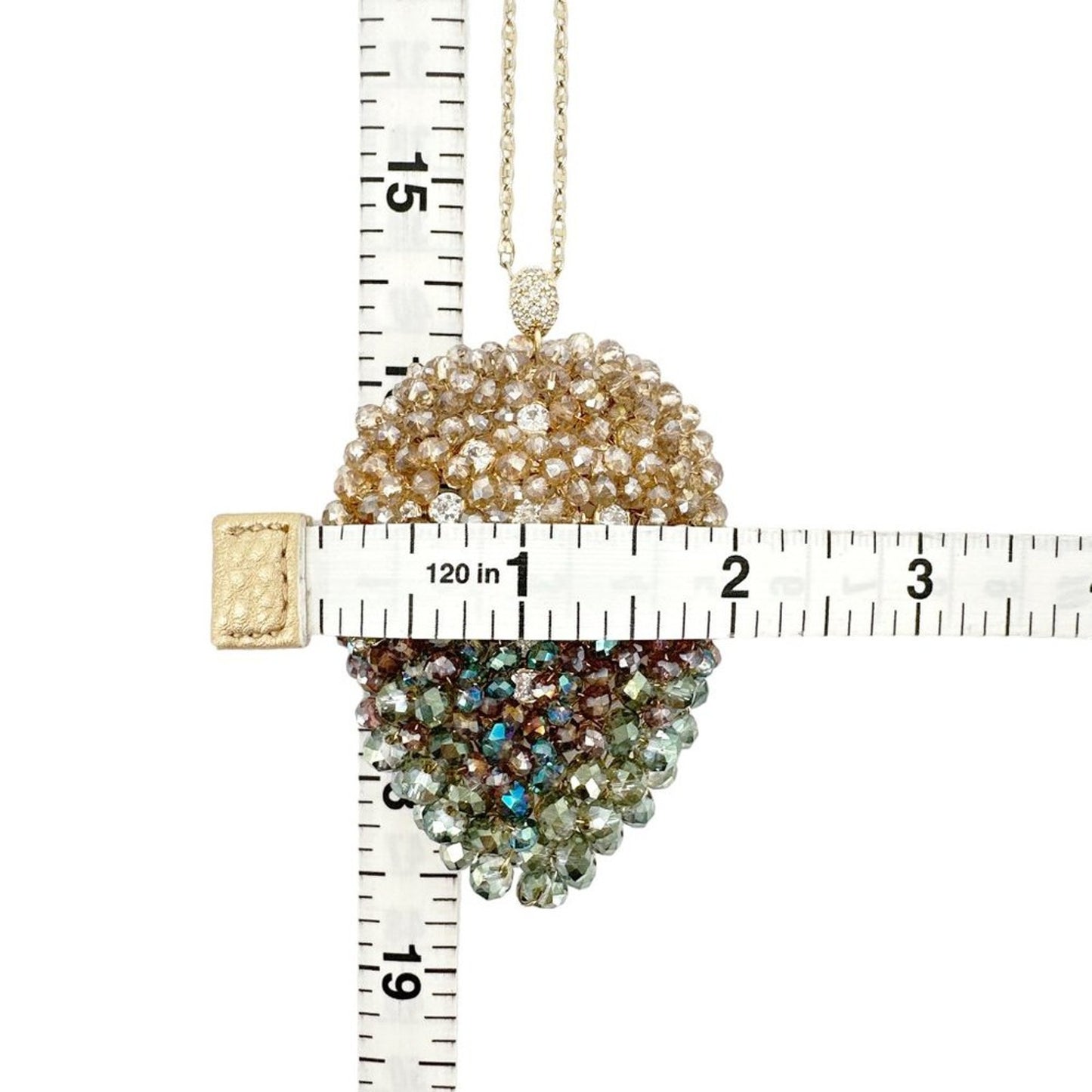THEIA Jewelry Long Leaf drop pendant necklace in Gold Green