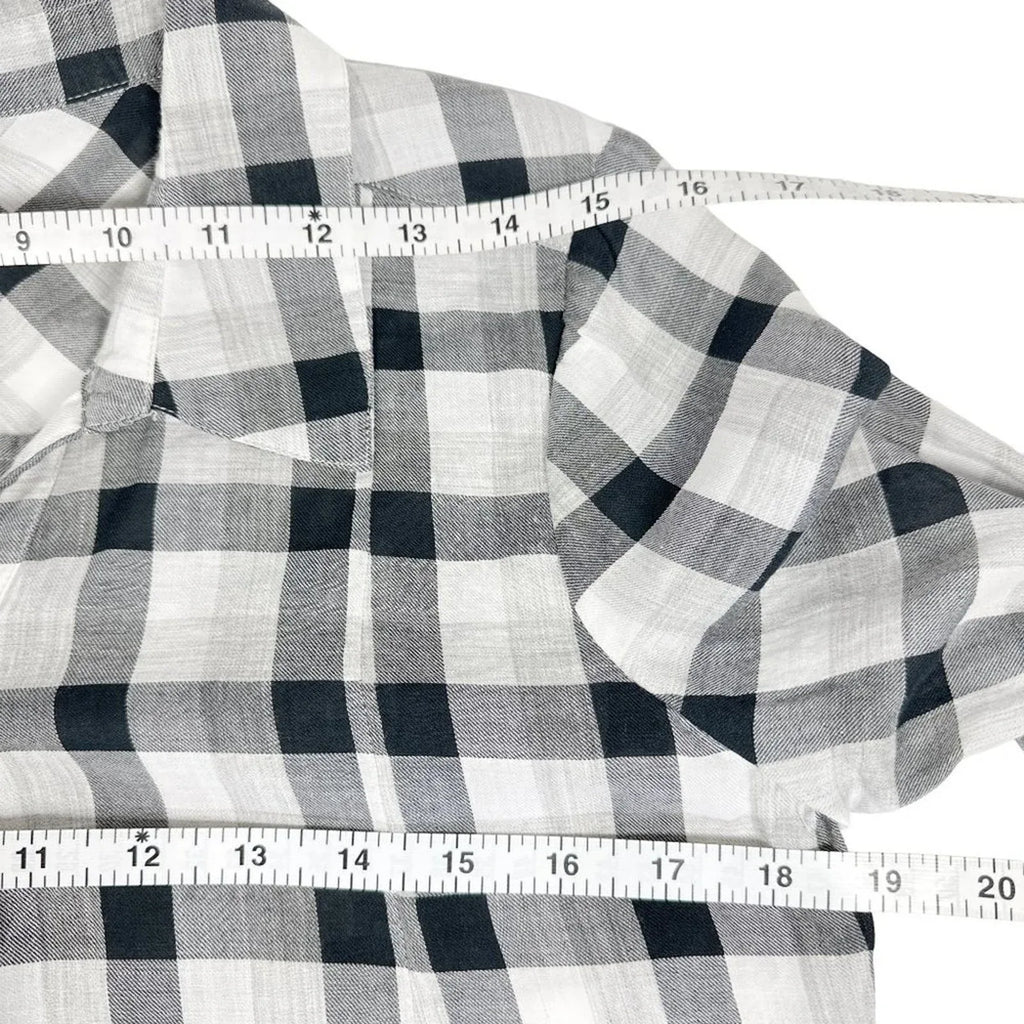 JOIE Katrine Plaid Shirt in Black & White XS - flyKAMP