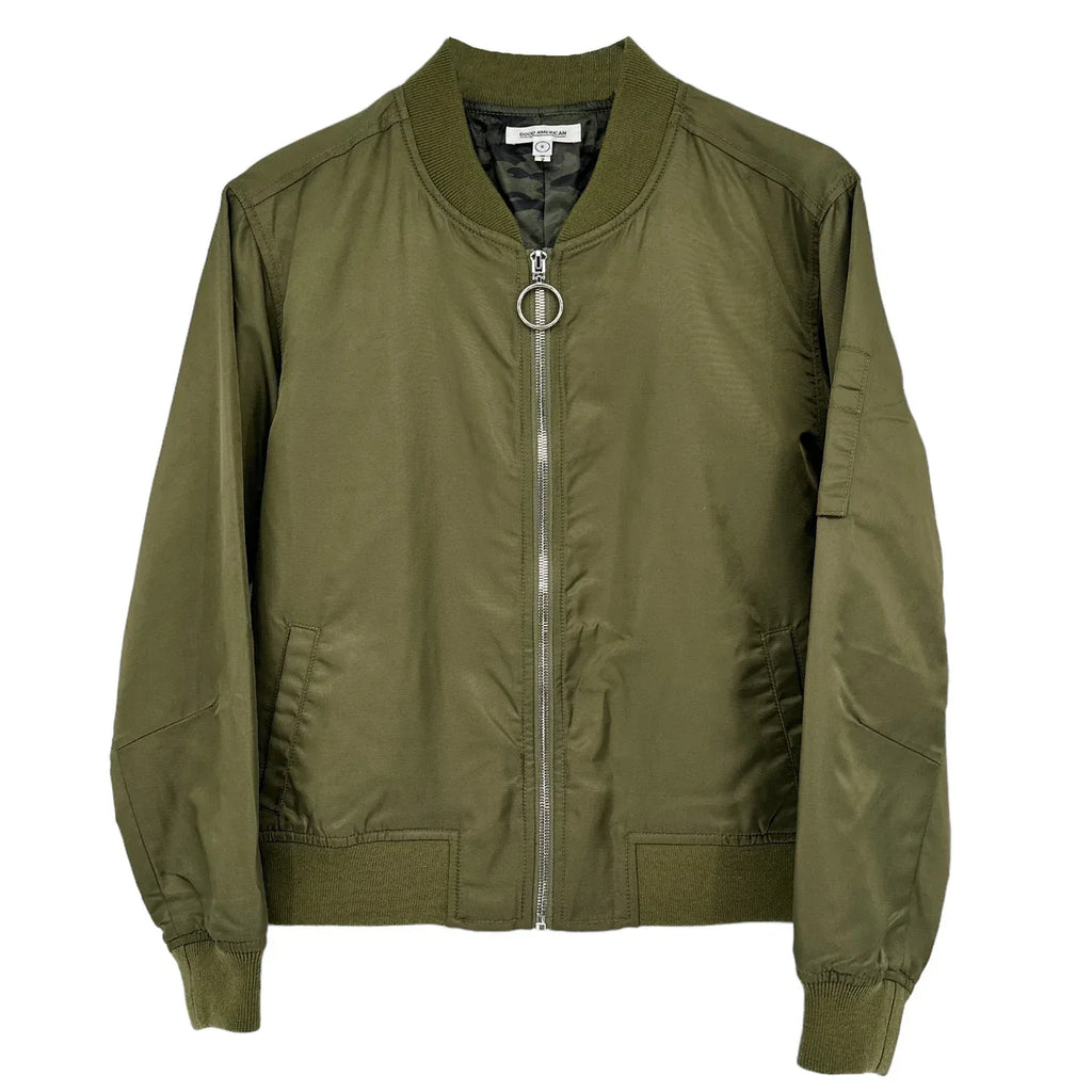 GOOD AMERICAN Bomber Jacket in Green Satin XS - flyKAMP