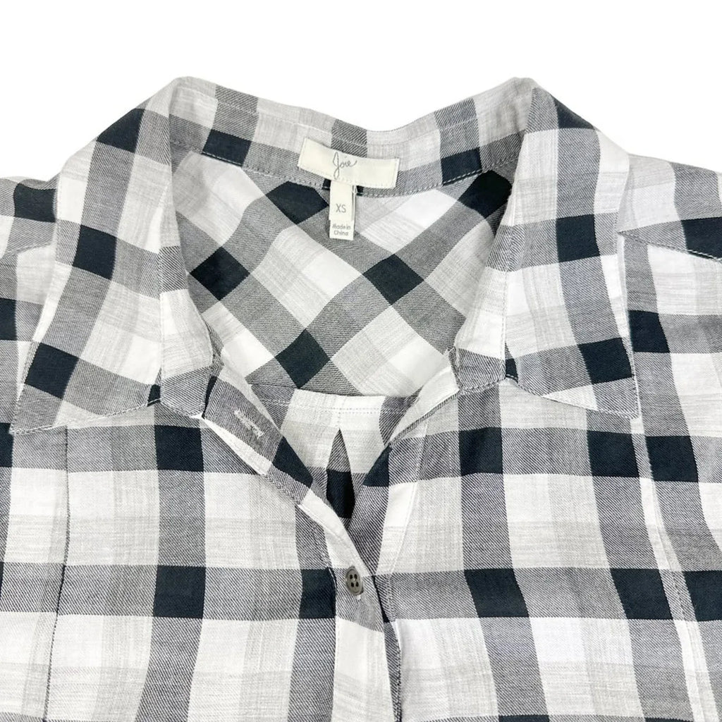 JOIE Katrine Plaid Shirt in Black & White XS - flyKAMP
