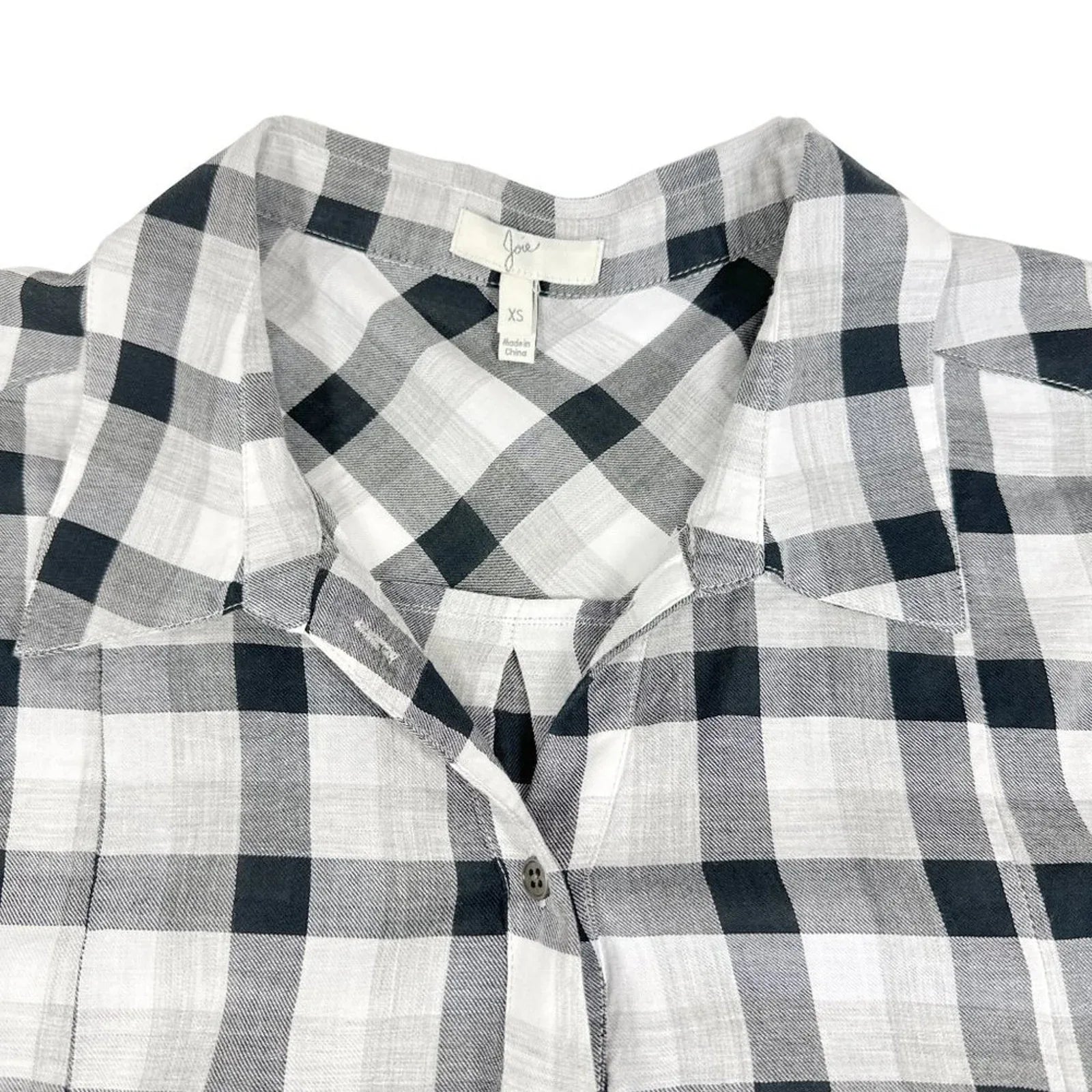 JOIE Katrine Plaid Shirt in Black & White XS - flyKAMP