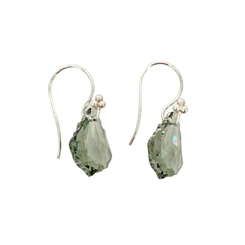 SWAROVSKI Crystal Black Diamond & Sterling Silver French Wire Earrings - flyKAMP