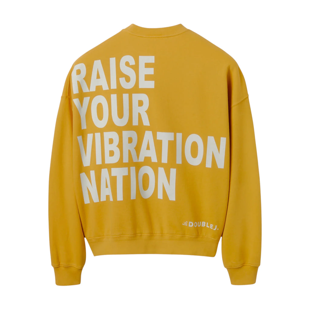 LA DOUBLEJ Off Court Sweatshirt "Raise Your Vibration Nation" in Dark Mustard S - flyKAMP