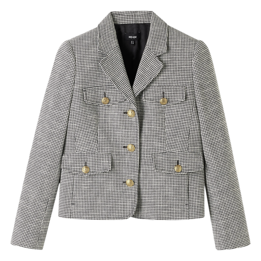 ME+EM Bracelet Sleeve Houndstooth Crop Jacket 8|M
