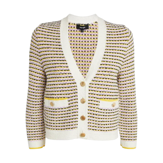 ME+EM Summer Jacquard 3/4 Sleeve Jacket in Cream Multi S