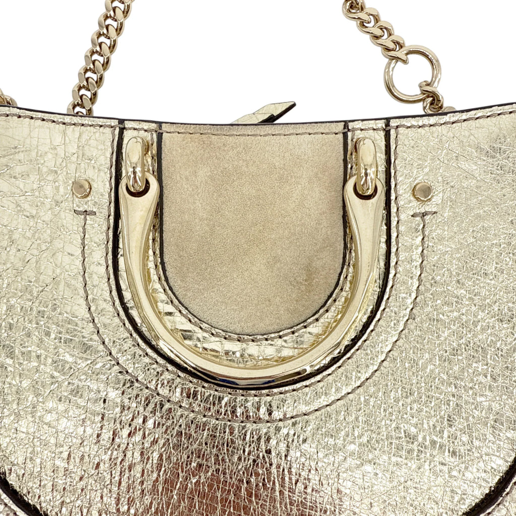 CHLOE Pixie Mini Convertible Belt Bag Metallic Gold - flyKAMP